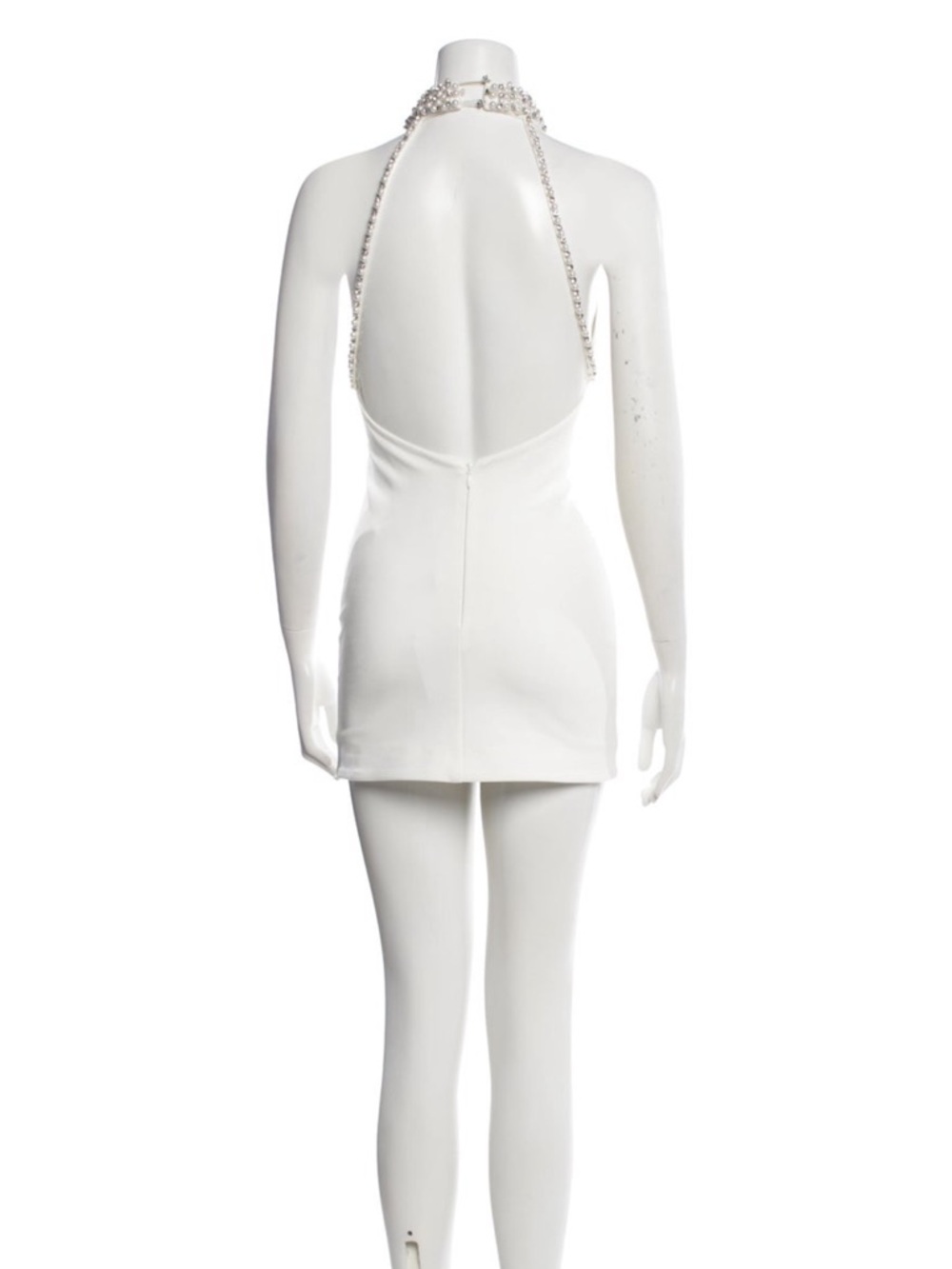 Retrofete Penelope White Halter Pearl Crystal Embellished Mini Dress Bridal XS - Picture 2 of 10